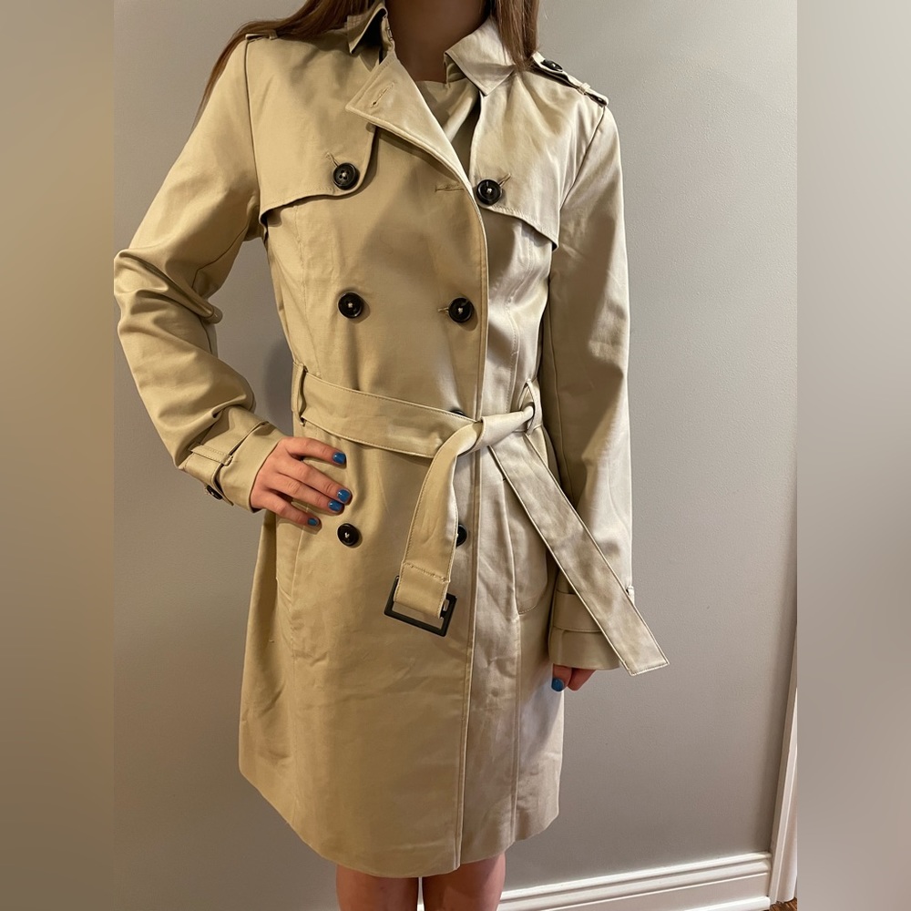 Tommy Hilfiger womens beige double breasted trench coat size s